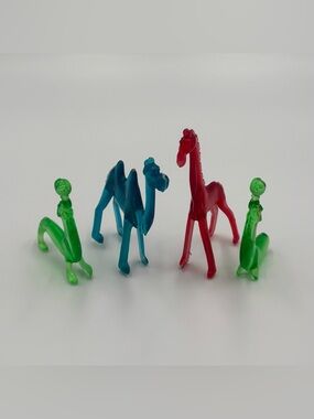 Vintage ZOO-PIKS Toy Figures Lot Cocktail Drink Picks Barware Seal Camel Giraffe